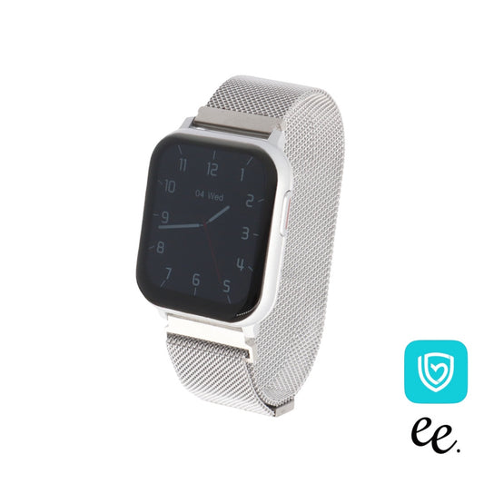 EE02  スマートウォッチ シルバーxステンレスメッシュシルバー SIL M SIL マグネット式 ミラネーゼループ ベルト幅22mm