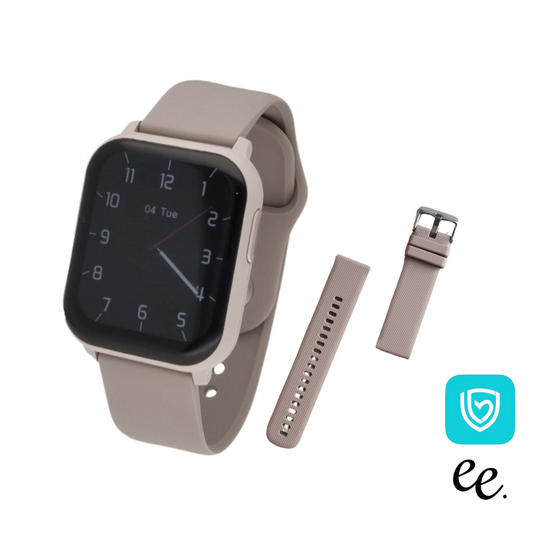 EE02  スマートウォッチグレージュxグレージュ GY AP GR シリコンラバー ベルトバンド 替えベルト付き ベルト幅22mm