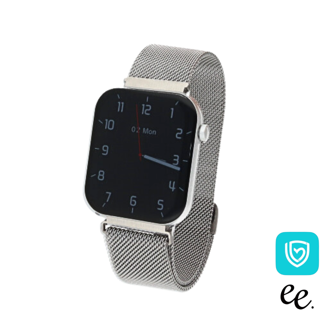 EE03 スマートウォッチ シルバーxステンレスメッシュシルバー  SIL M SILマグネット式 ミラネーゼループ ベルト幅20mm