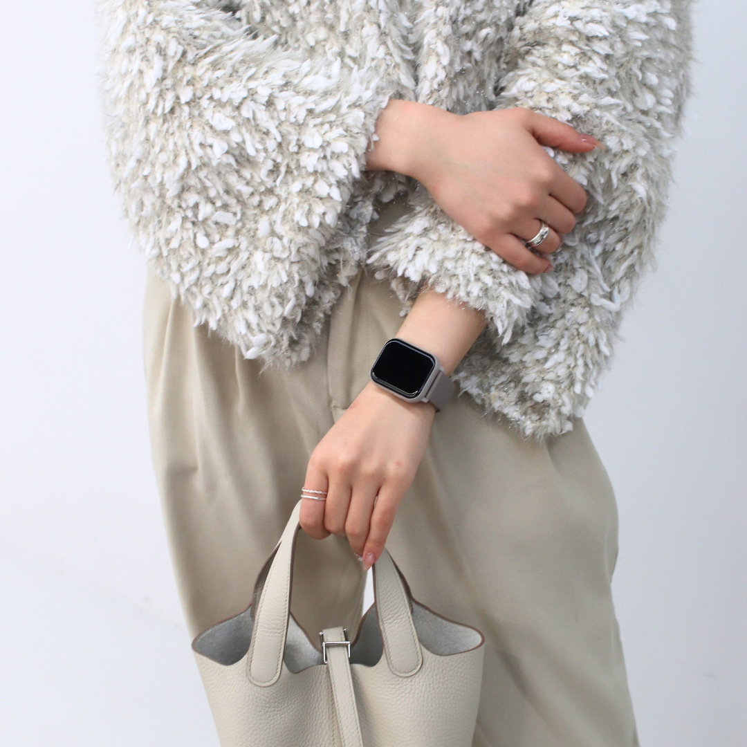 EE02  スマートウォッチグレージュxグレージュ GY AP GR シリコンラバー ベルトバンド 替えベルト付き ベルト幅22mm