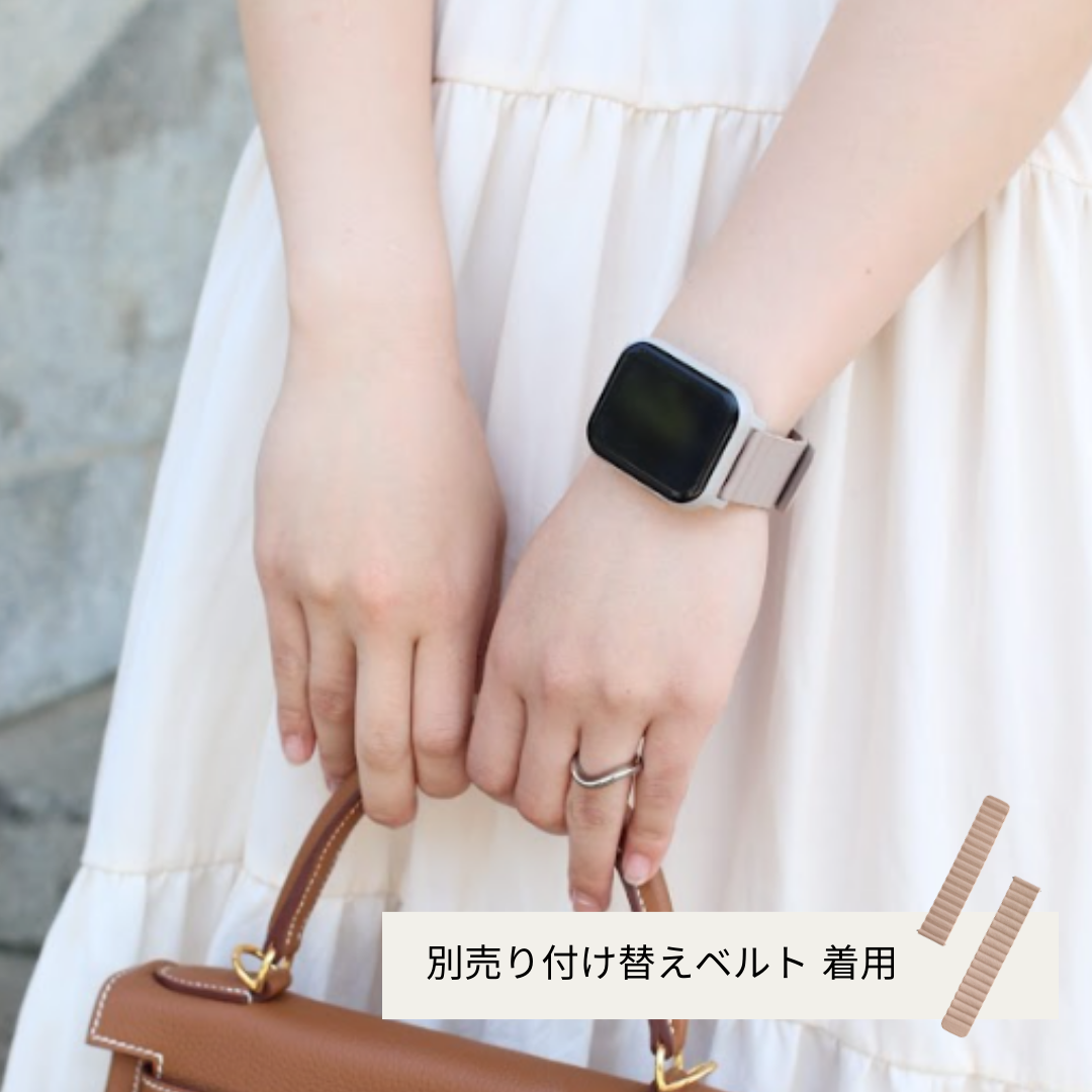 EE02  スマートウォッチグレージュxグレージュ GY AP GR シリコンラバー ベルトバンド 替えベルト付き ベルト幅22mm