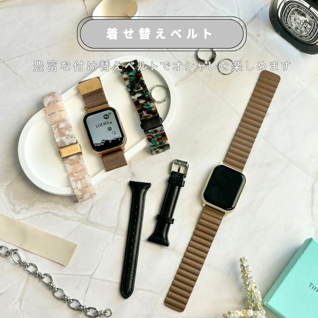 EE02  スマートウォッチグレージュxグレージュ GY AP GR シリコンラバー ベルトバンド 替えベルト付き ベルト幅22mm