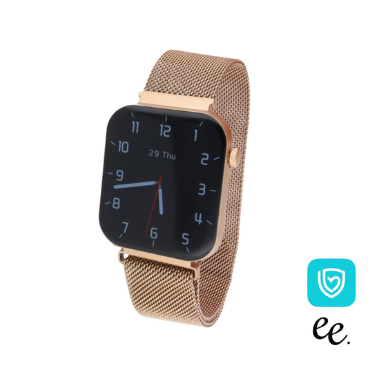 EE03 スマートウォッチ ゴールドxステンレスメッシュ ゴールド  GD M GD マグネット式 ミラネーゼループ ベルト幅20mm