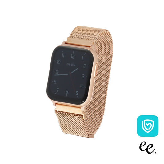 EE02 スマートウォッチ ゴールドxステンレスメッシュゴールド GD M GD マグネット式 ミラネーゼループ ベルトバンド ベルト幅22mm