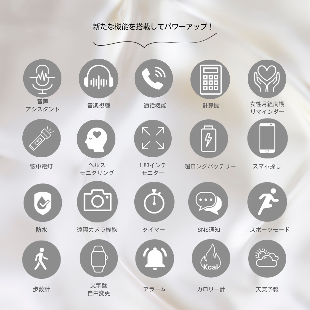 EE02  スマートウォッチグレージュxグレージュ GY AP GR シリコンラバー ベルトバンド 替えベルト付き ベルト幅22mm