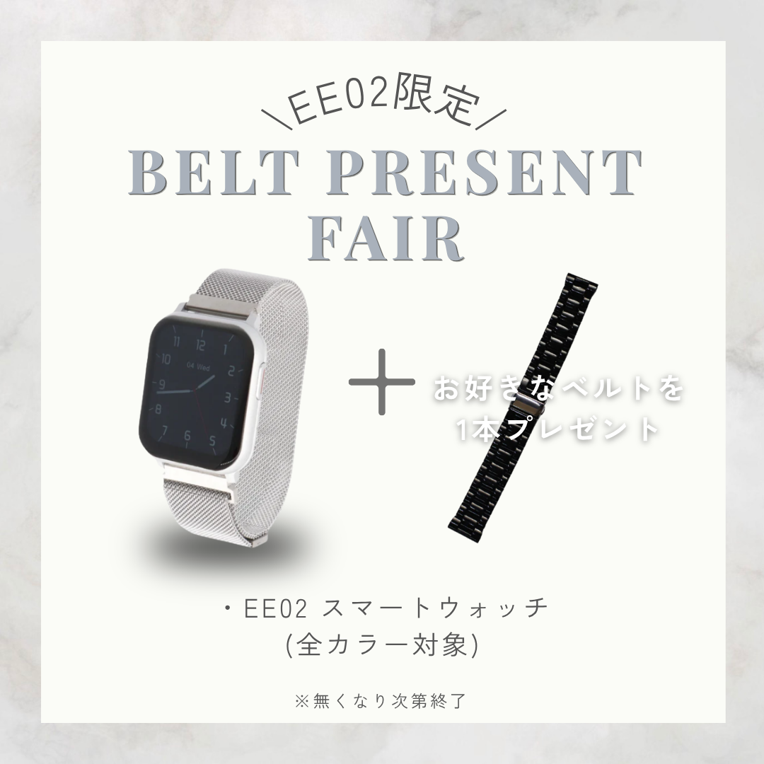 【ベルトプレゼントフェア】EE02シルバーステンレスメッシュベルト＋お好みのベルト(対象ベルトより)
