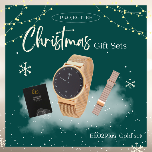 【クリスマスセット】EE02Plus ゴールドステンレスメッシュベルト＋レザーマグネットベルトBeige＋保護フィルム