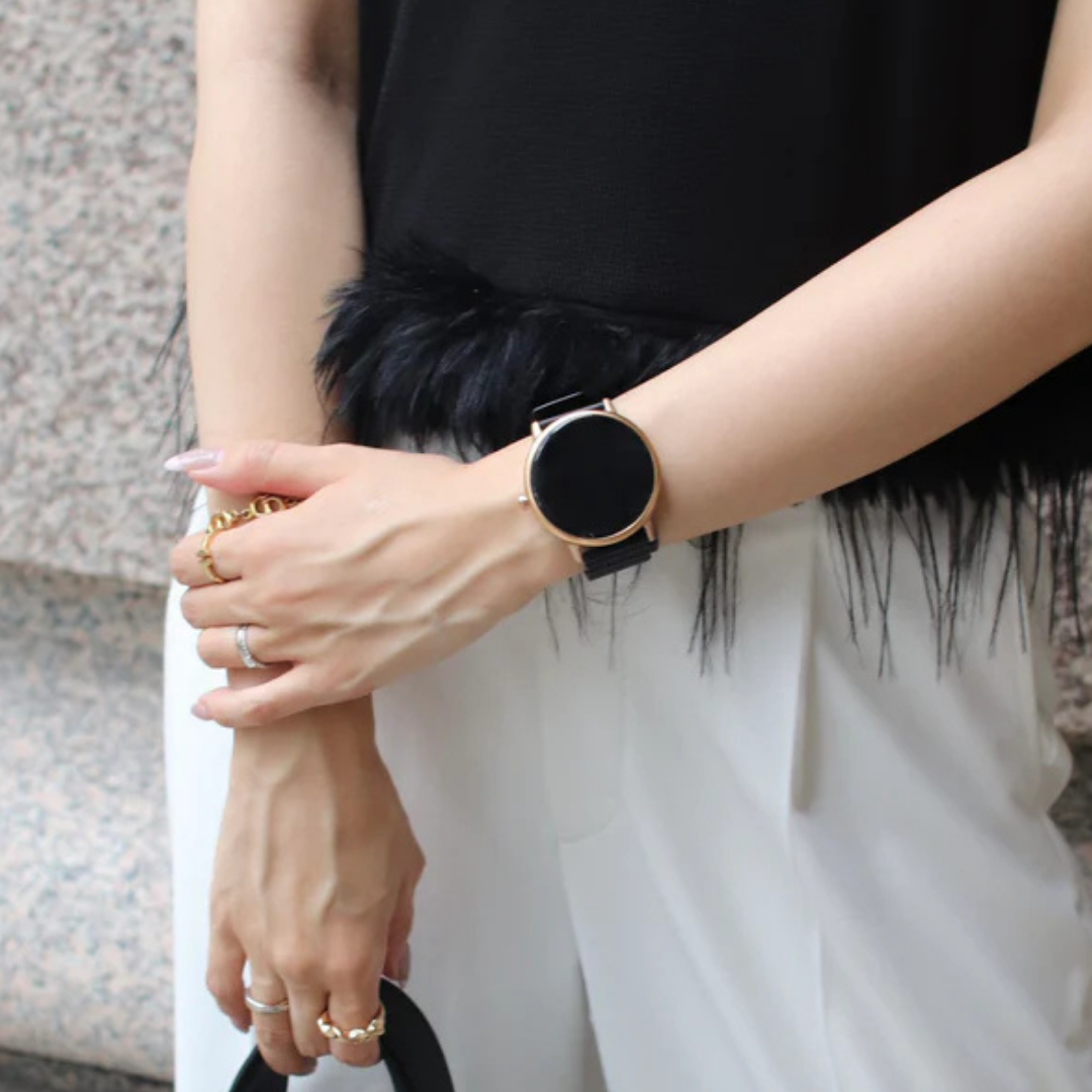 【クリスマスセット】EE02Plus ゴールドステンレスメッシュベルト＋レザーマグネットベルトBeige＋保護フィルム