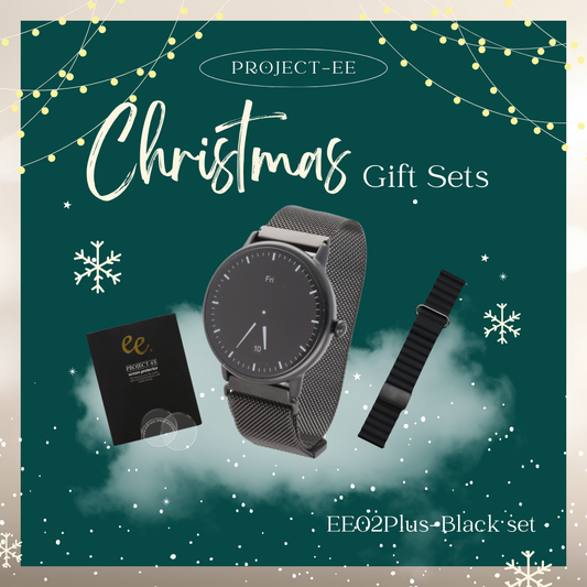 【クリスマスセット】EE02Plus ブラックステンレスメッシュベルト＋レザーマグネットベルトBlack＋保護フィルム