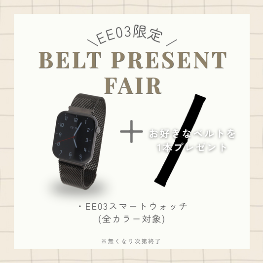 【ベルトプレゼントフェア】EE03ブラックステンレスメッシュベルト＋お好みのベルト(対象ベルトより)