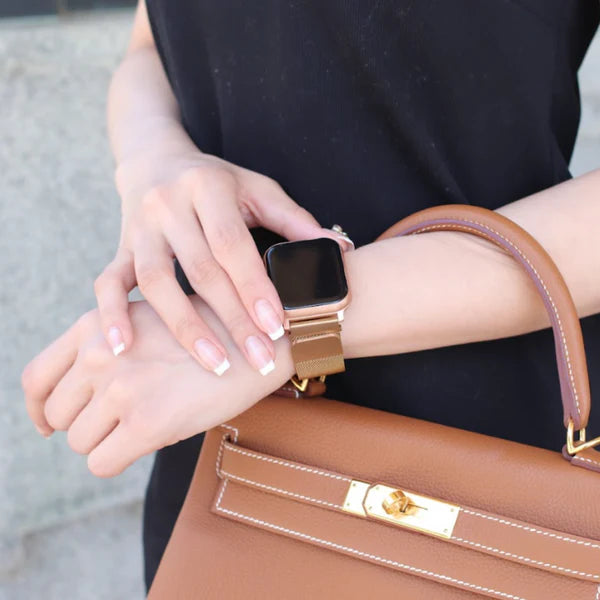 【クリスマスセット】EE02 ゴールドステンレスメッシュベルト＋アクセサリーチェーンベルトChampagne Gold＋保護フィルム