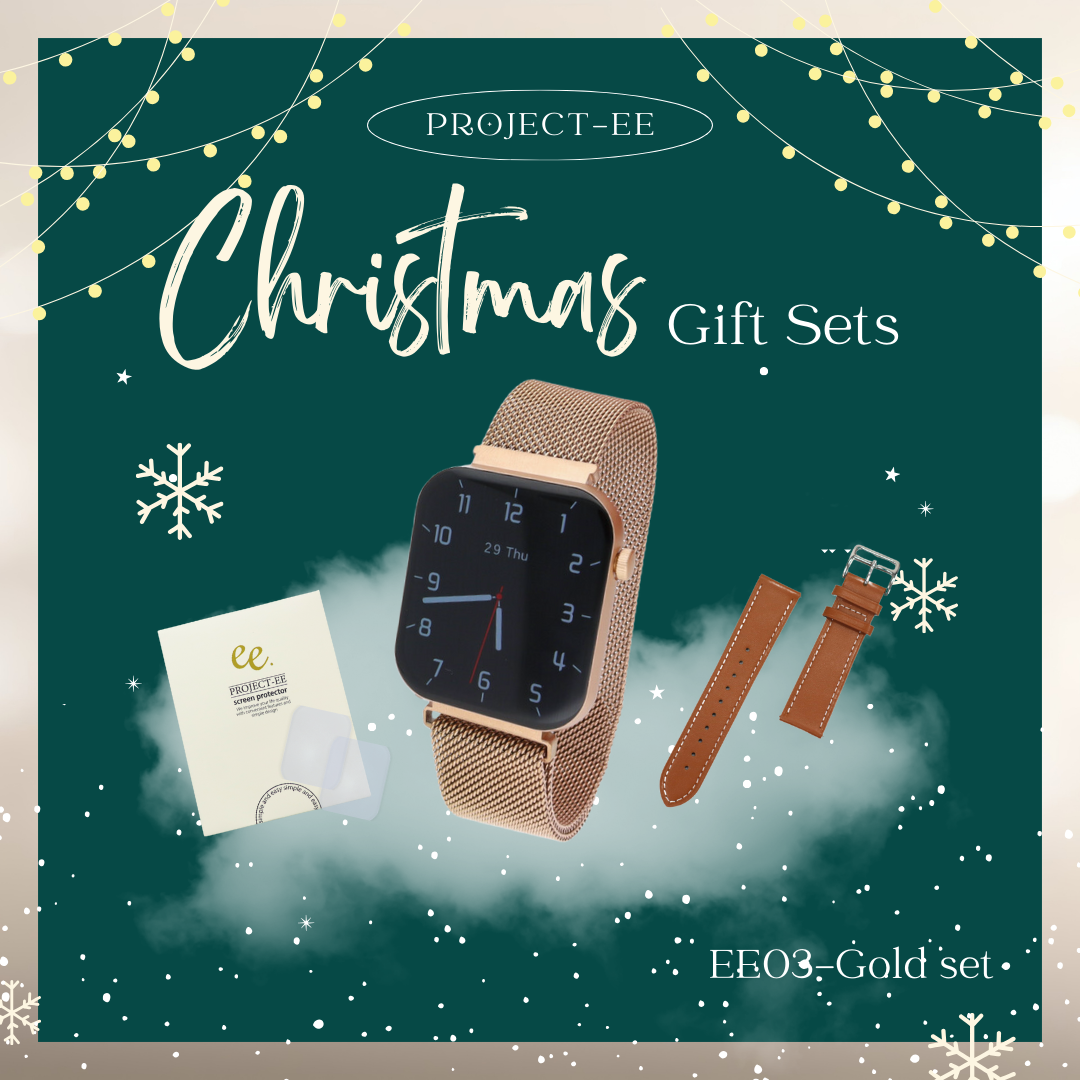 【クリスマスセット】EE03 ゴールドステンレスメッシュベルト＋ステッチレザーベルトBrown＋保護フィルム