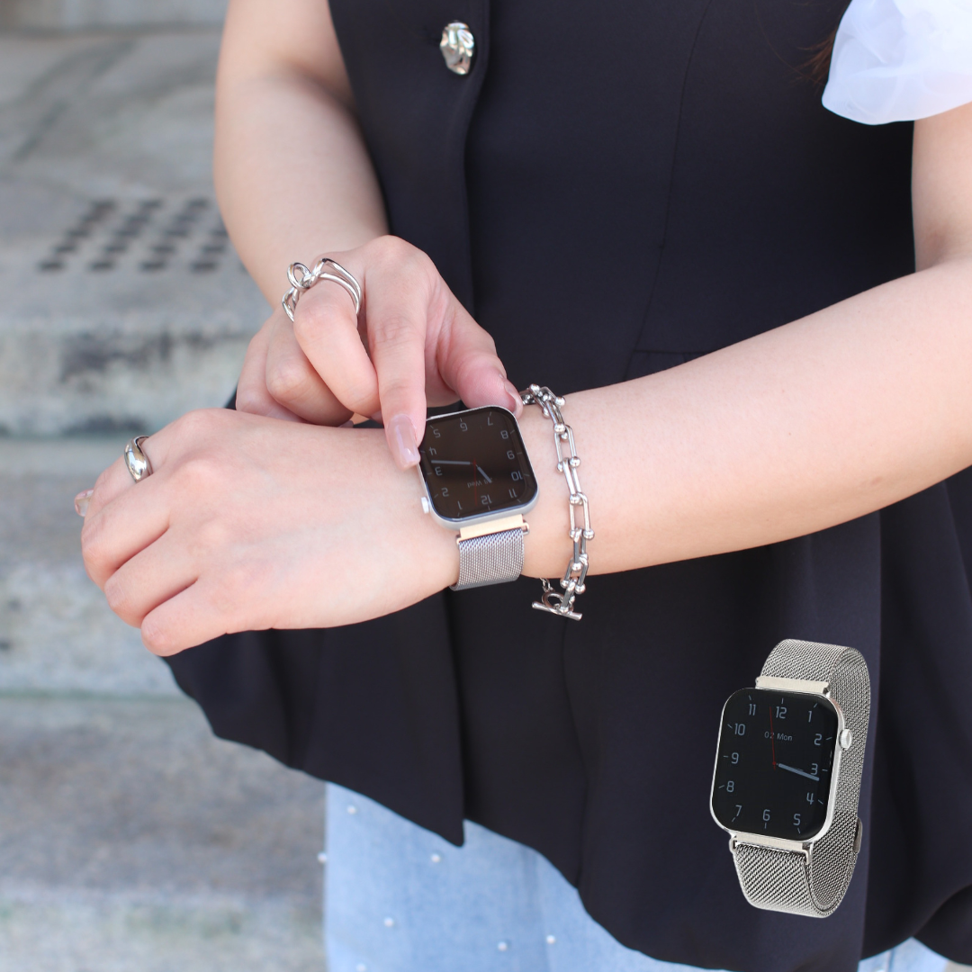 【５周年スペシャルセット】EE03 シルバーステンレスメッシュベルト＋お好みのベルト＋保護フィルム≪バッテリープレゼント≫