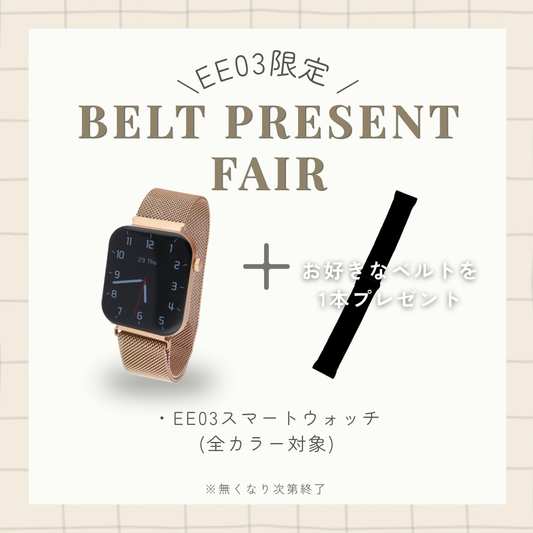 【ベルトプレゼントフェア】EE03ゴールドステンレスメッシュベルト＋お好みのベルト(対象ベルトより)