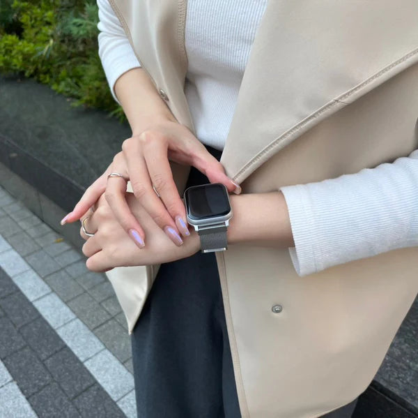 【クリスマスセット】EE02 シルバーステンレスメッシュベルト＋アクセサリーチェーンベルトSilver＋保護フィルム