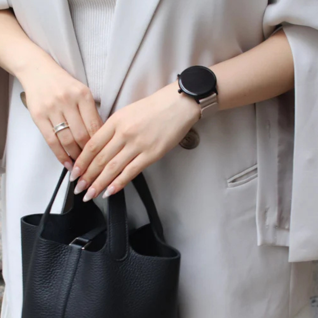 【クリスマスセット】EE02Plus ブラックステンレスメッシュベルト＋レザーマグネットベルトBlack＋保護フィルム