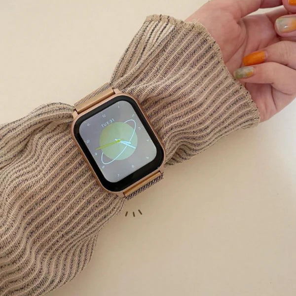 【クリスマスセット】EE02 ゴールドステンレスメッシュベルト＋アクセサリーチェーンベルトChampagne Gold＋保護フィルム