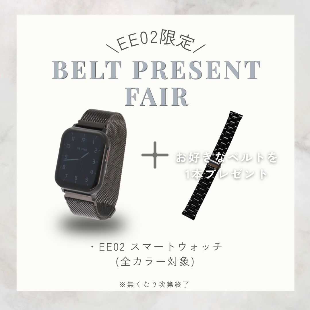 【ベルトプレゼントフェア】EE02ブラックステンレスメッシュベルト＋お好みのベルト(対象ベルトより)